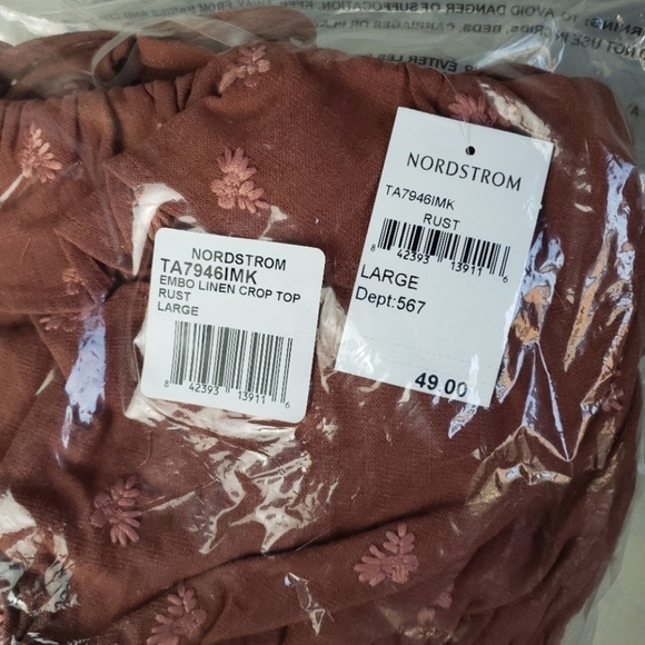 NEW 4SI3NNA Embo Linen Floral Embroidered Tie Strap Crop Top | Cottage Fairy L - Picture 12 of 13